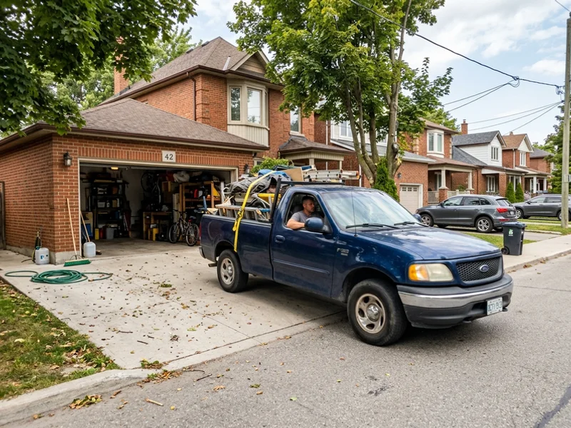 Loaded truck leaving after a same-day job