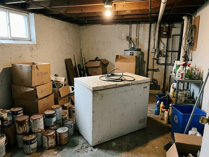 Old chest freezer before removal
